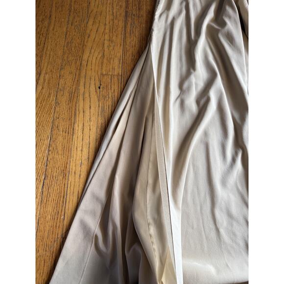 St. John Evening Pants Womens 14 Light Gold Silk Blend Wide Leg Palazzo Side Zip - Picture 6 of 7